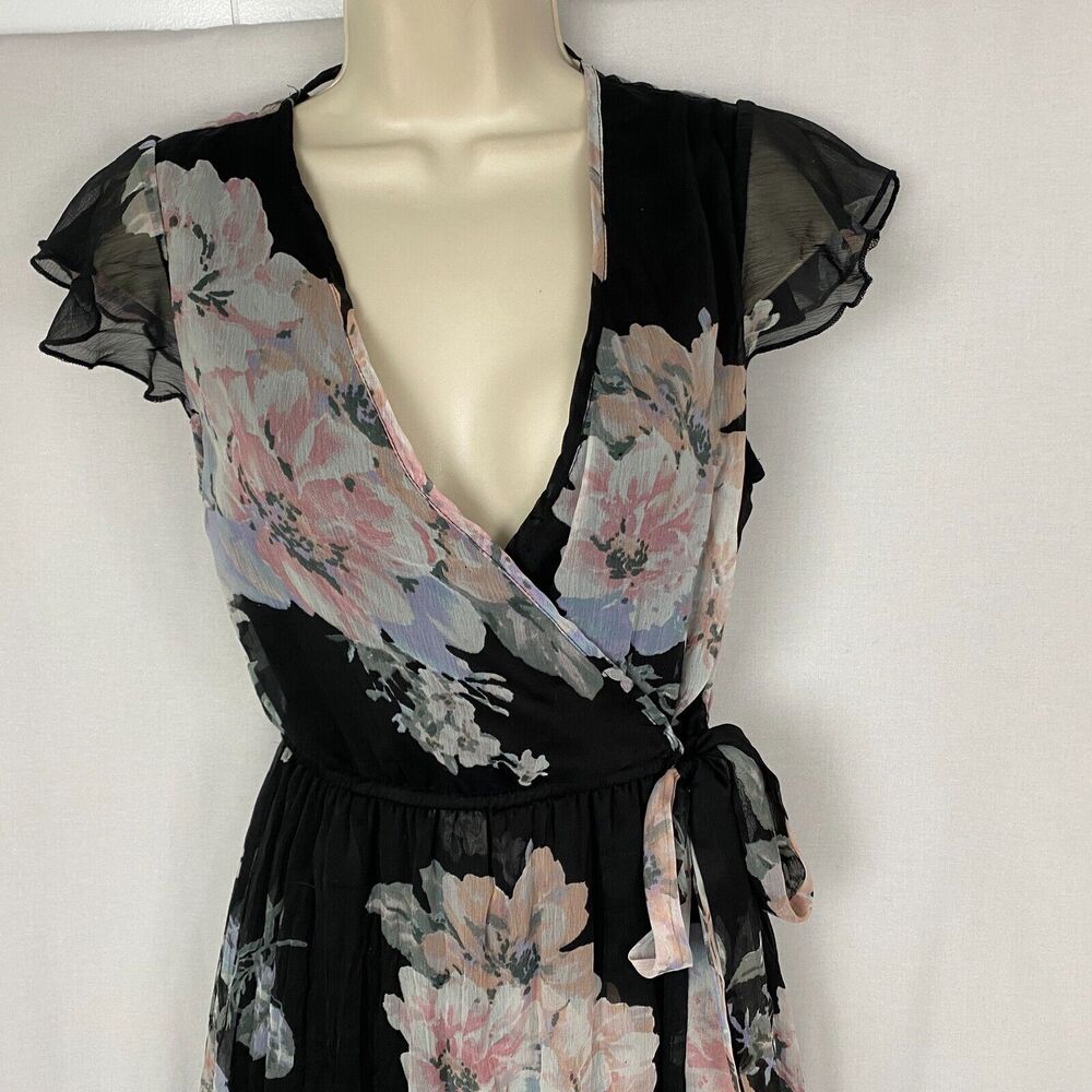 Band of Gypsies Maxi Dress Women Small Black Floral Sheer Cottagecore Moissanite - Picture 3 of 15